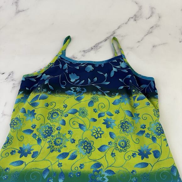 California Concepts Vintage Y2k Maxi Slip Dress Size S Blue Green Floral Shift - Picture 2 of 9